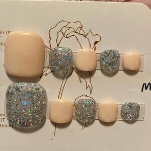 Glitter Nude Press-On ToeNails